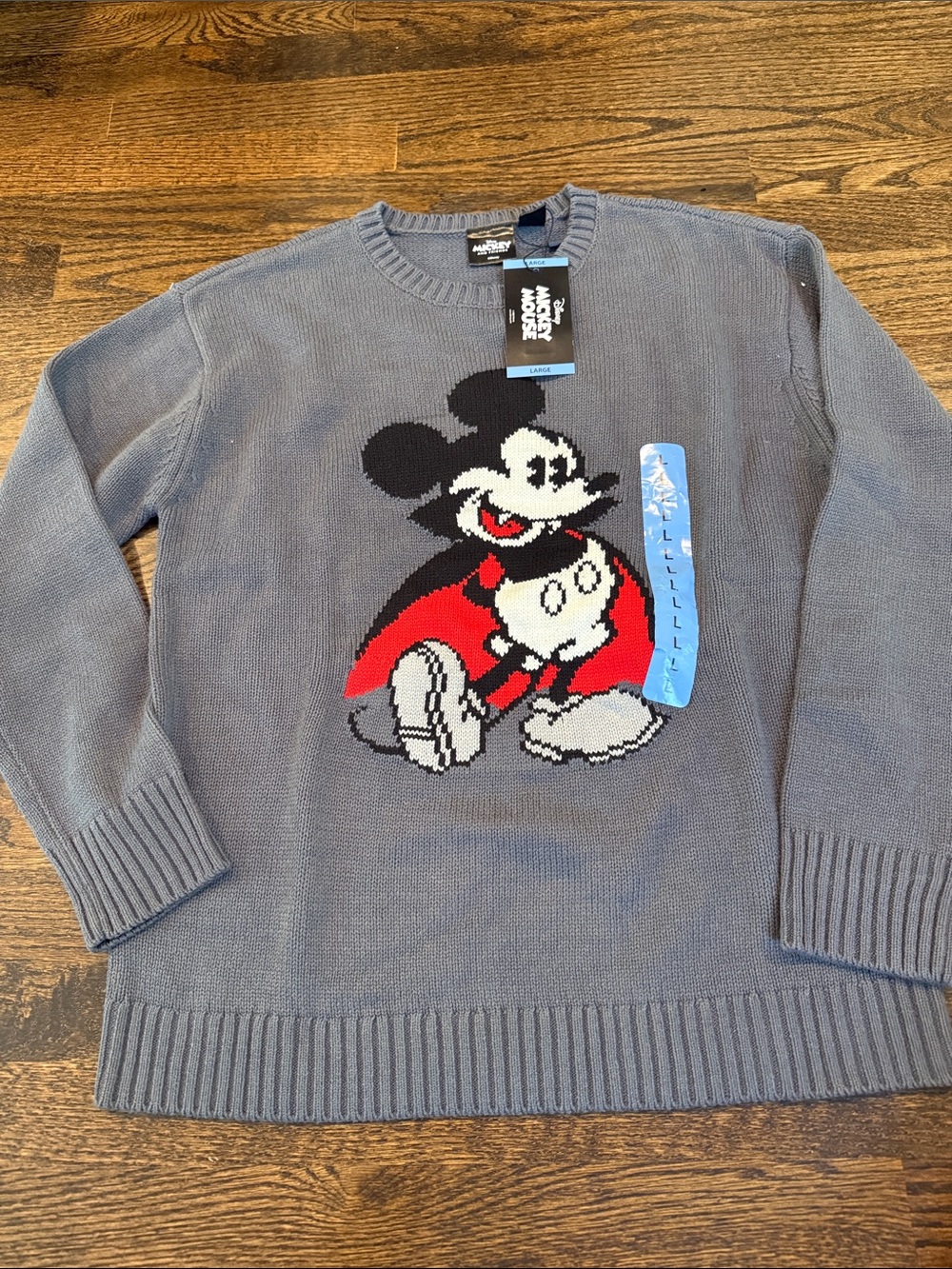 Disney Mickey Mouse Gray Knit Sweater -woman’s  large